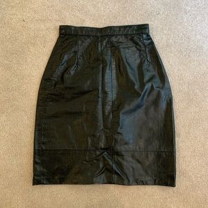 Vintage genuine leather high waist skirt